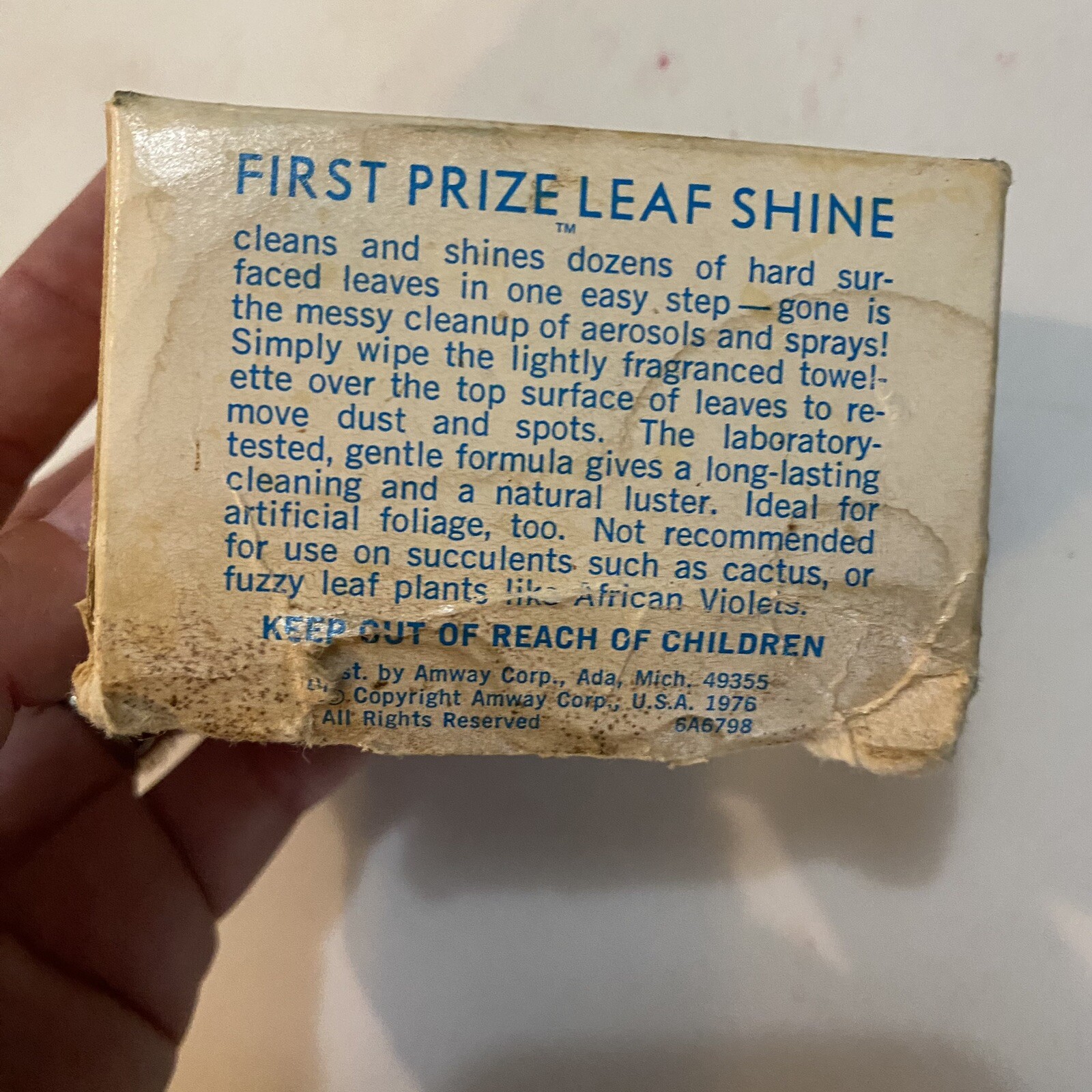 Vintage 1976 First Prize Leaf Shine Cleaning Towelettes In Box 10 Pack