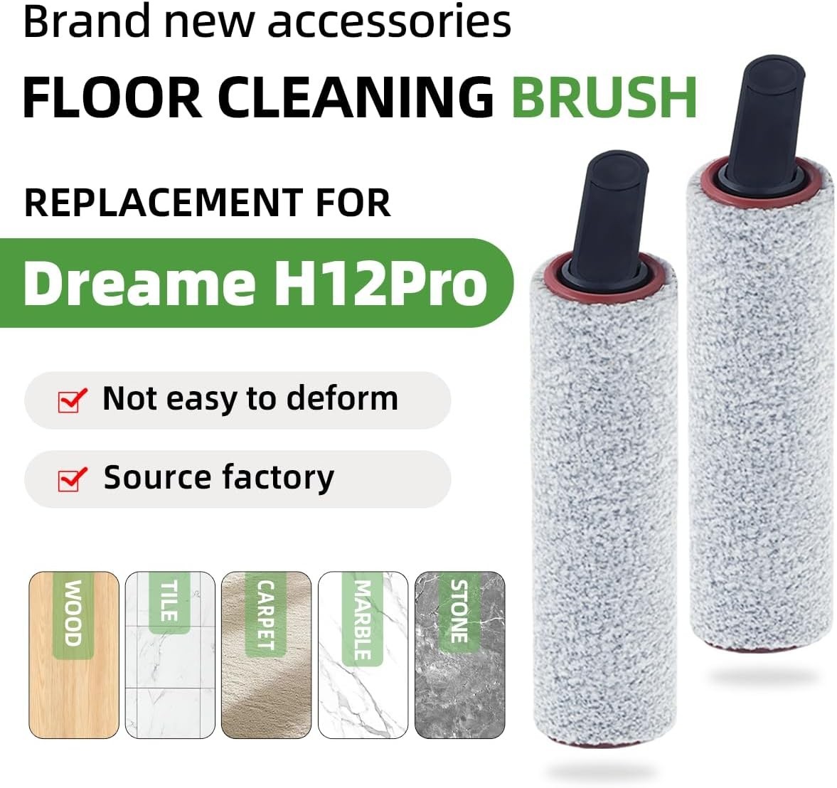 Replacement Brush Roller & Filter for Dreame H12 Pro, Dual, G10 Pro | Wet Dry…