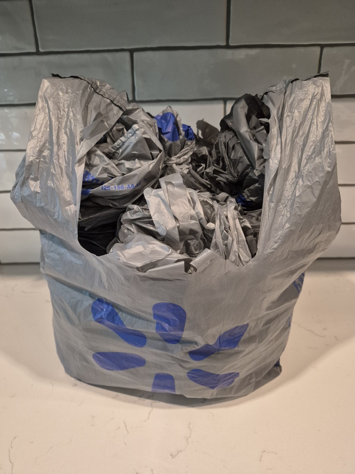 35 Walmart Plastic Grocery Bags Used Once Reusable Shopping Gray Art Craft Trash