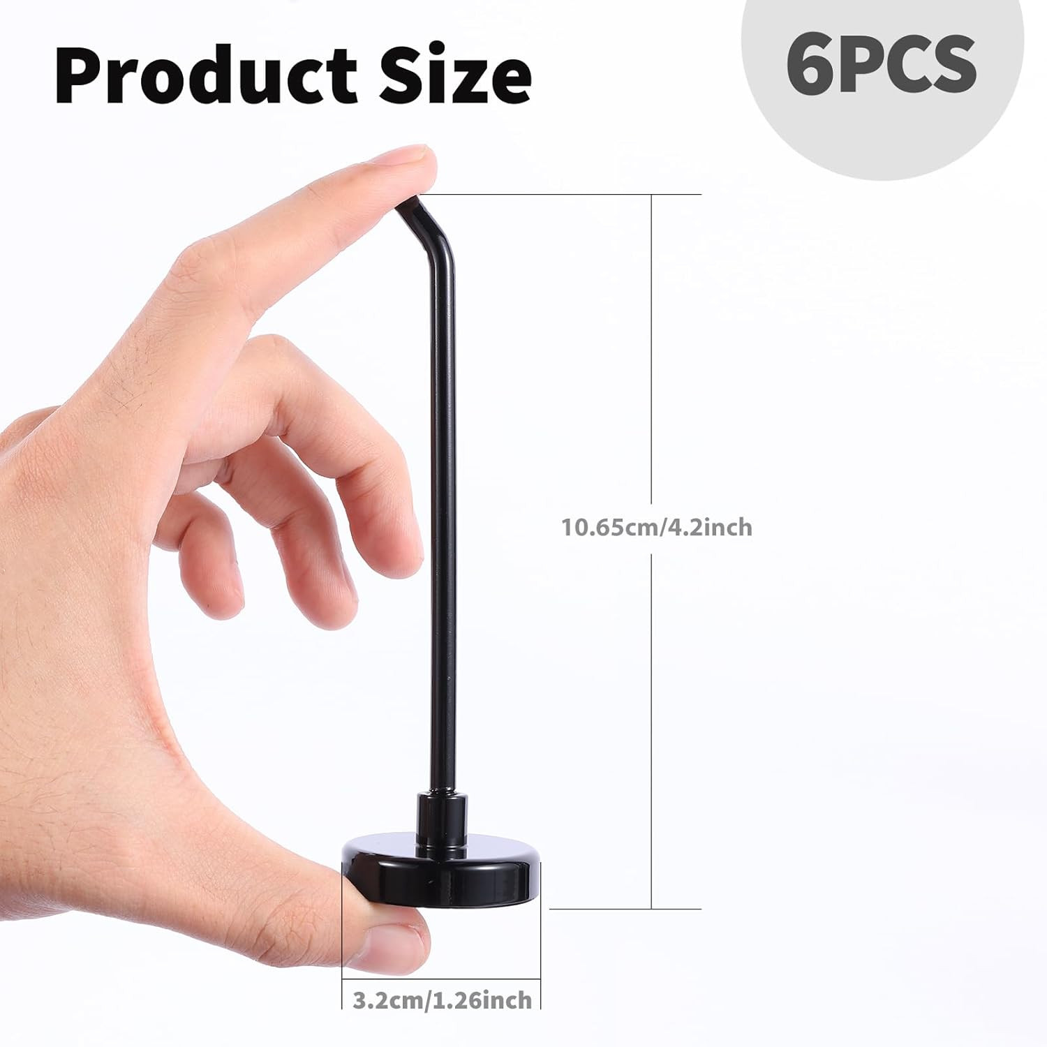 6 Pcs Magnetic Hooks 3.0Lb 4.2 Inch Long Heavy Duty Magnet Hooks Black