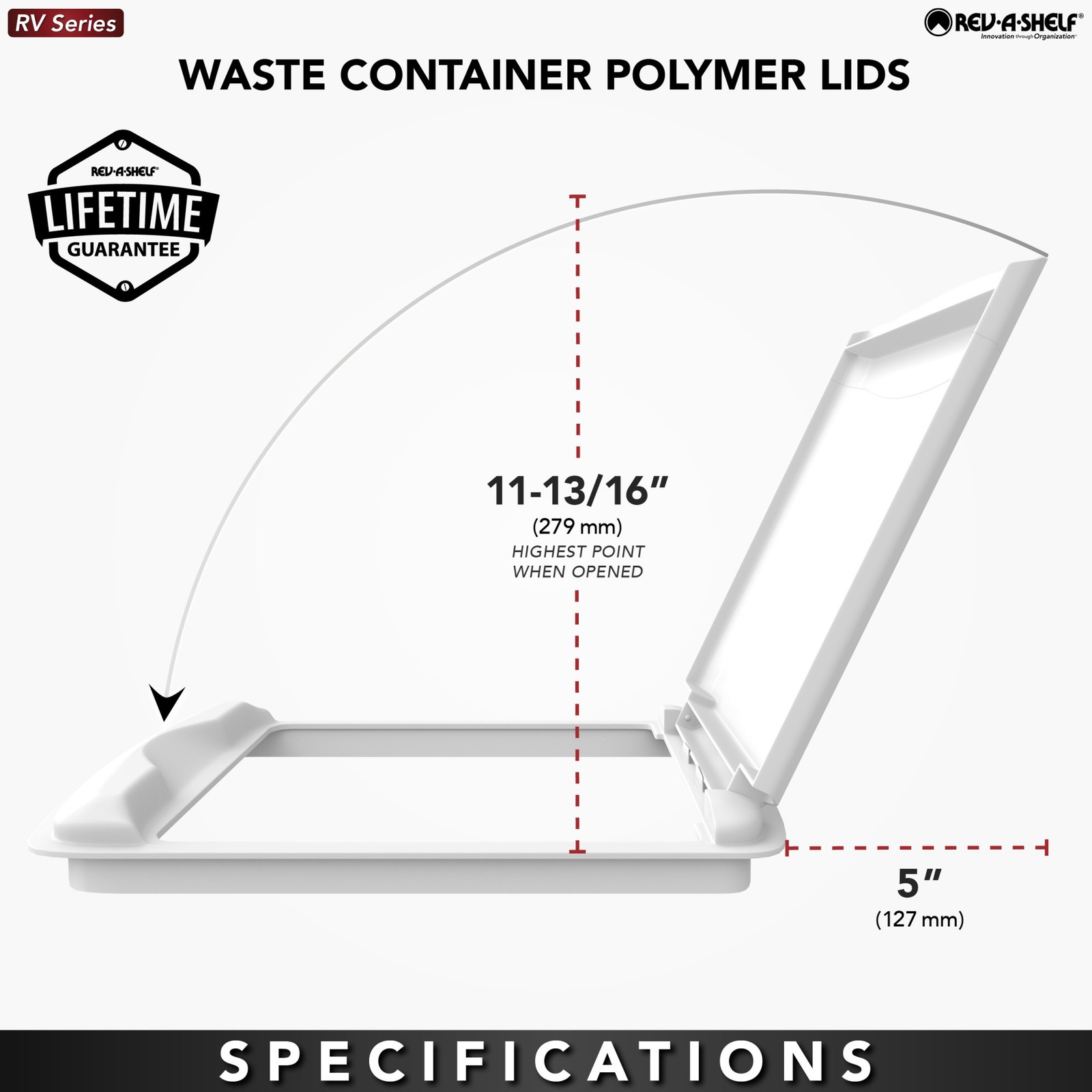 Rev-A-Shelf 50 Qt Trash Can Replacement Lid, Champagne (Lid Only) RV-50-LID-12-1