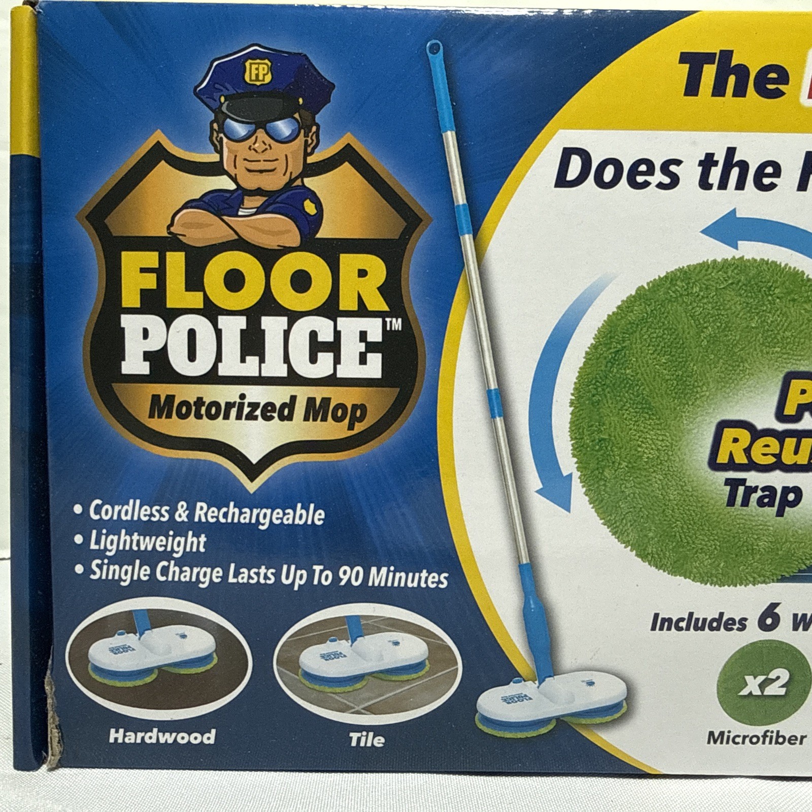 Floor Police Cordless Motorized Spin Mop by BulbHead As Seen on TV New in box