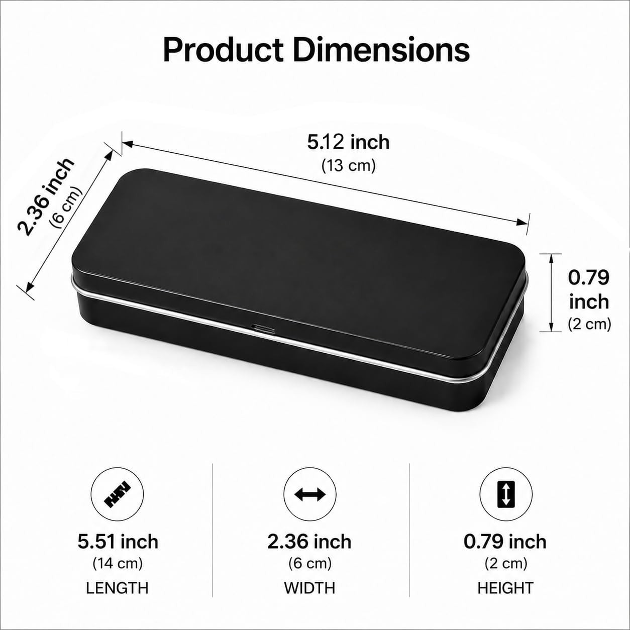 4 Pack Rectangular Tin Box with Hinged Lid,Black Metal Storage Container