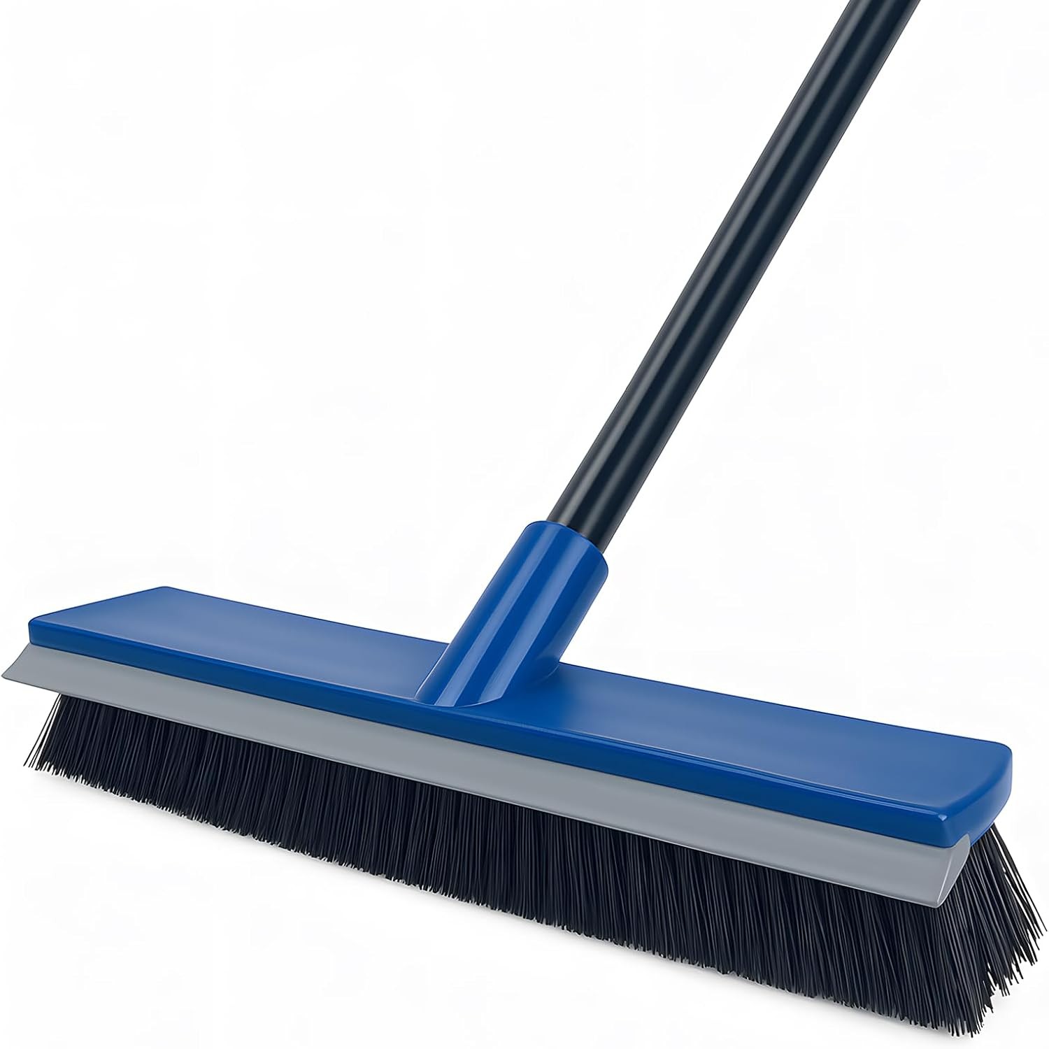16 Inch 2-in-1 Squeegee Push Broom Outdoor Deck Brush 58″ Long Handle for