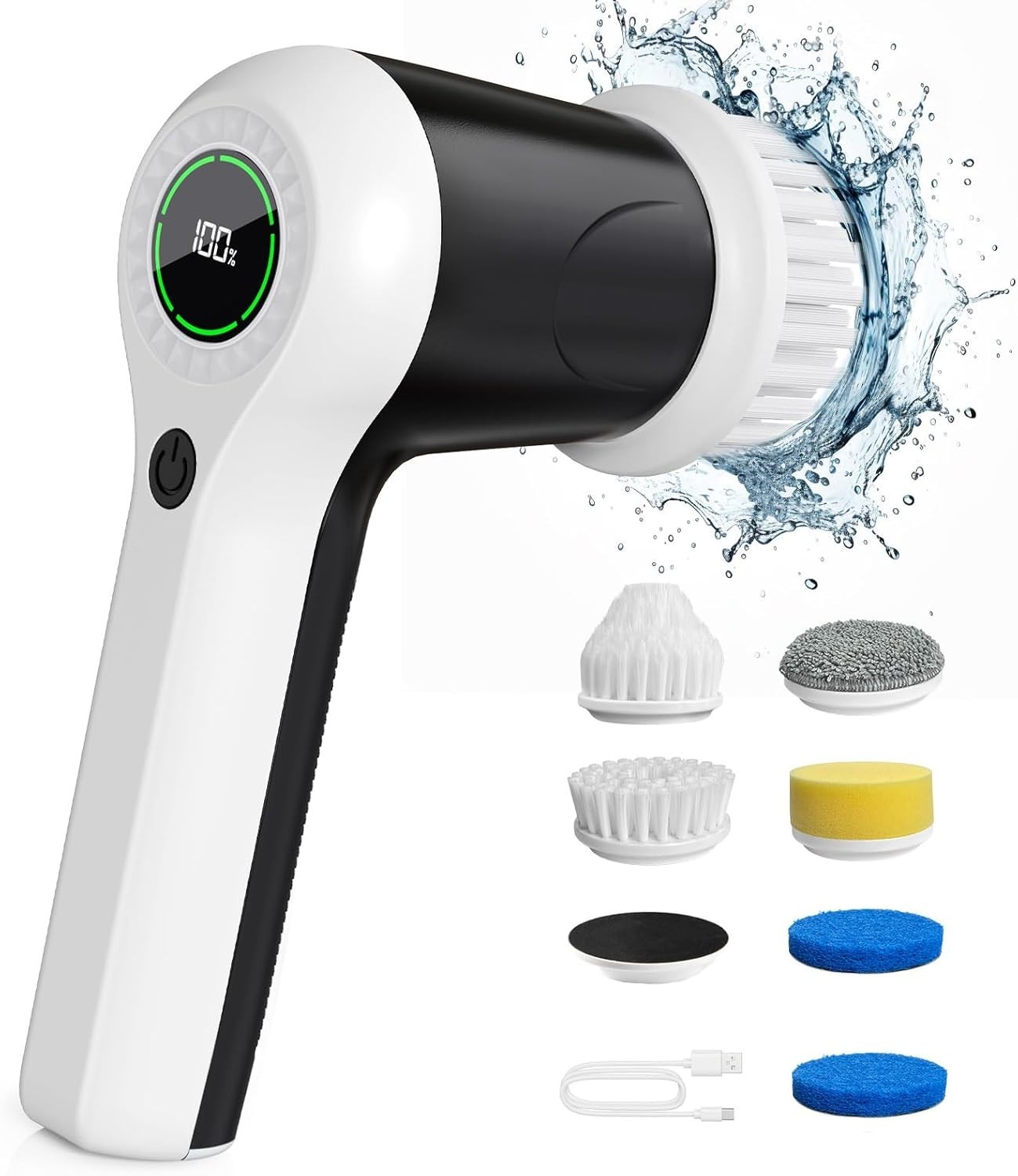 Electric Spin Scrubber Cordless Cleaning Brush with 6 Heads 2 Speeds