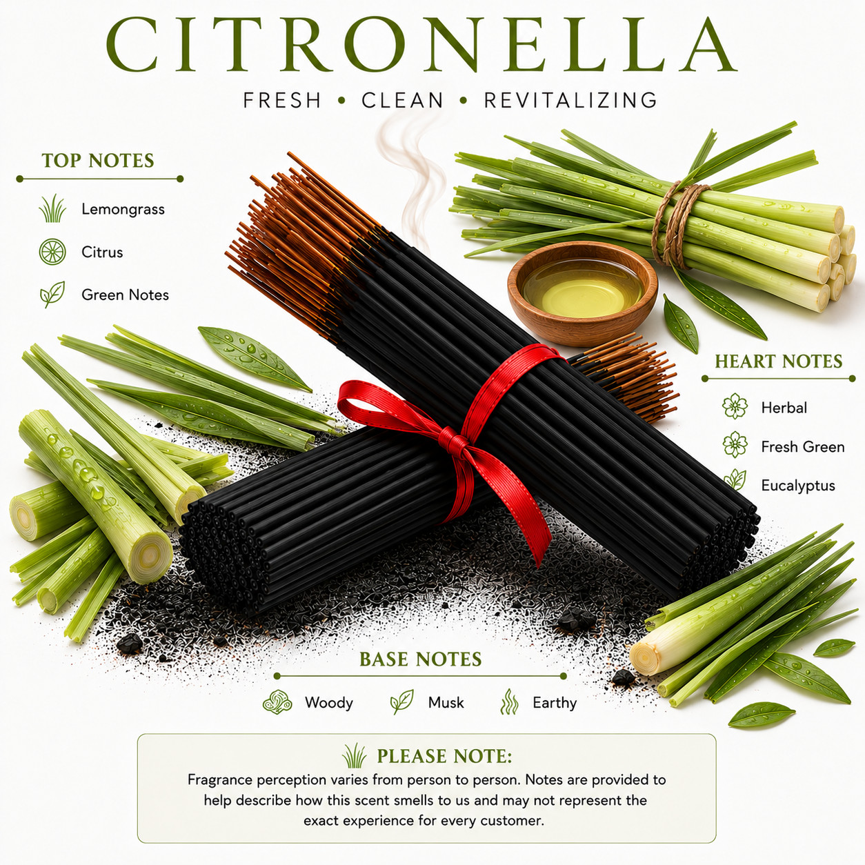 Incense Sticks 9″ Bulk Citronella Charcoal Hand Dipped Long Lasting USA Made