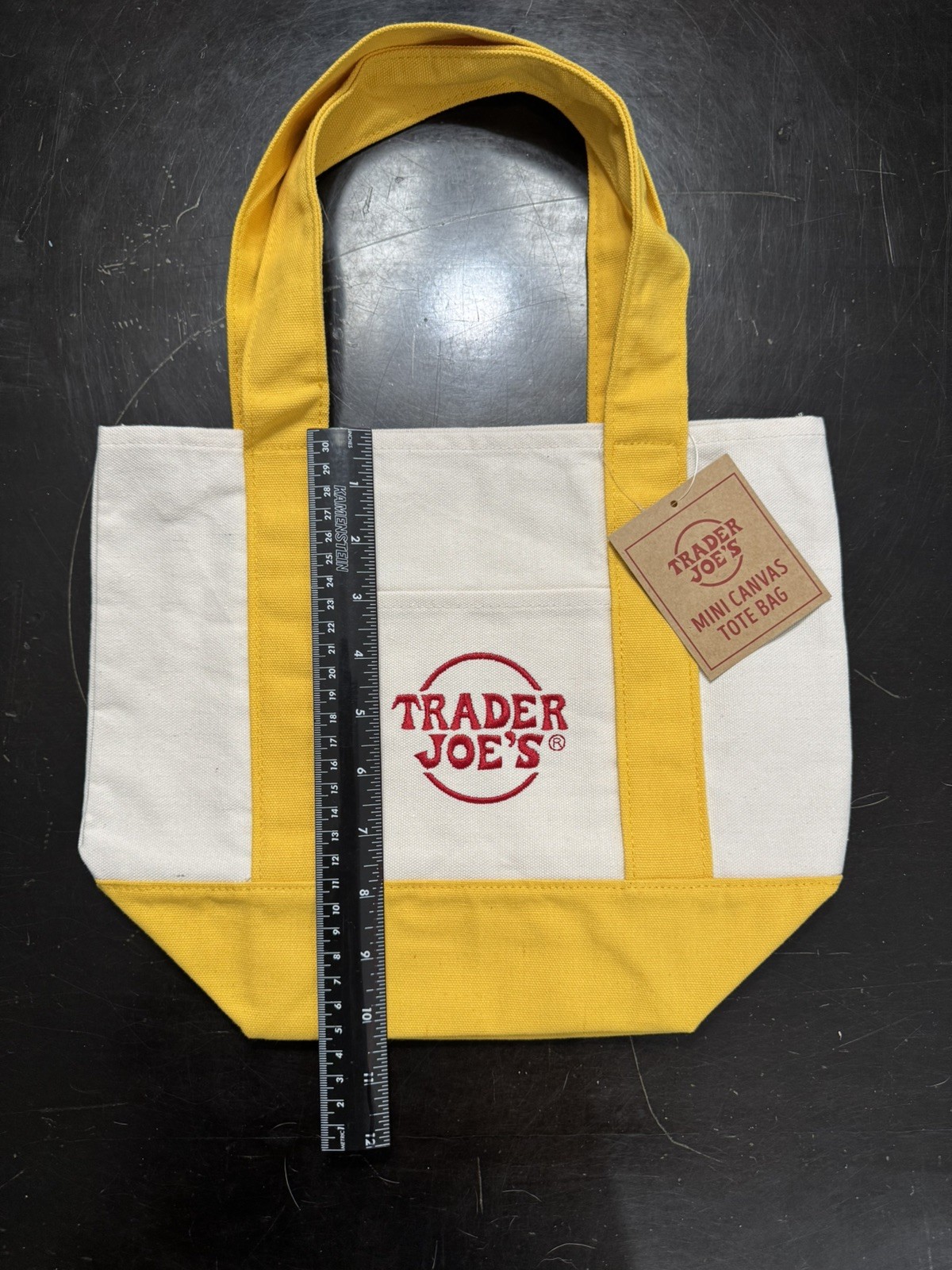 Trader Joe’s – Mini Canvas Tote Bag – Yellow – Holiday 2025 – Limited Edition