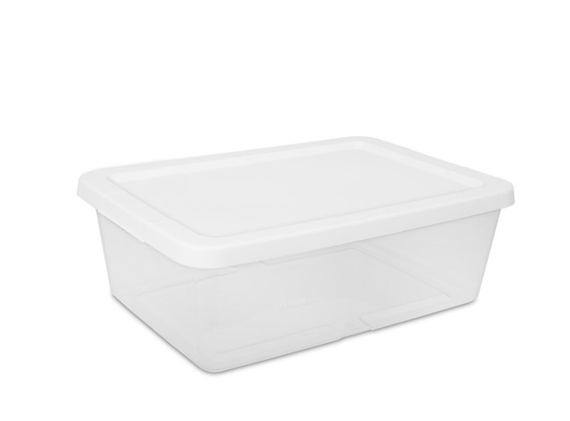Sterilite 12 Qt Storage Bins 4 Pack Clear Plastic Containers w/ Snap Lid White