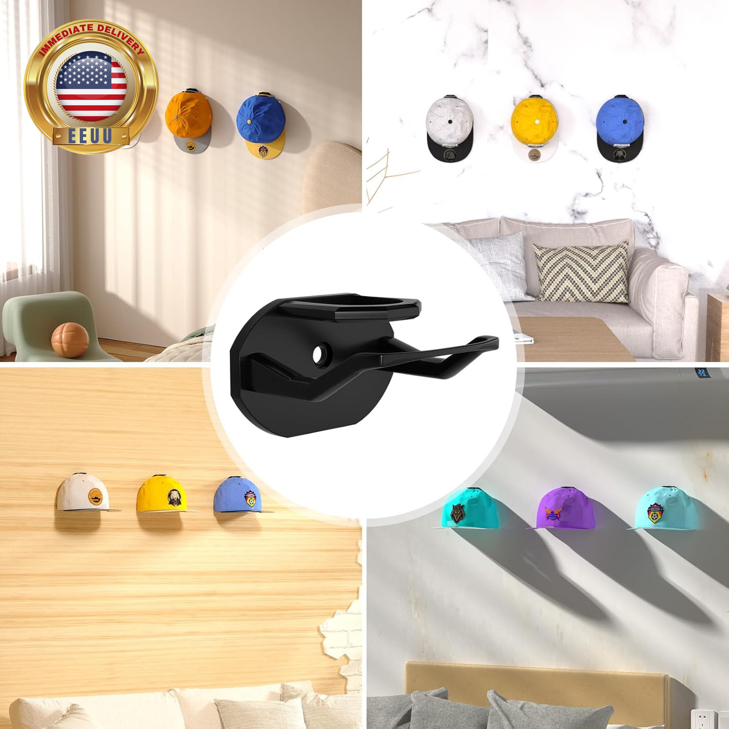22 Pack Adhesive Hat Hooks for Wall, Super Strong Hat Rack for Baseball Caps, Ha