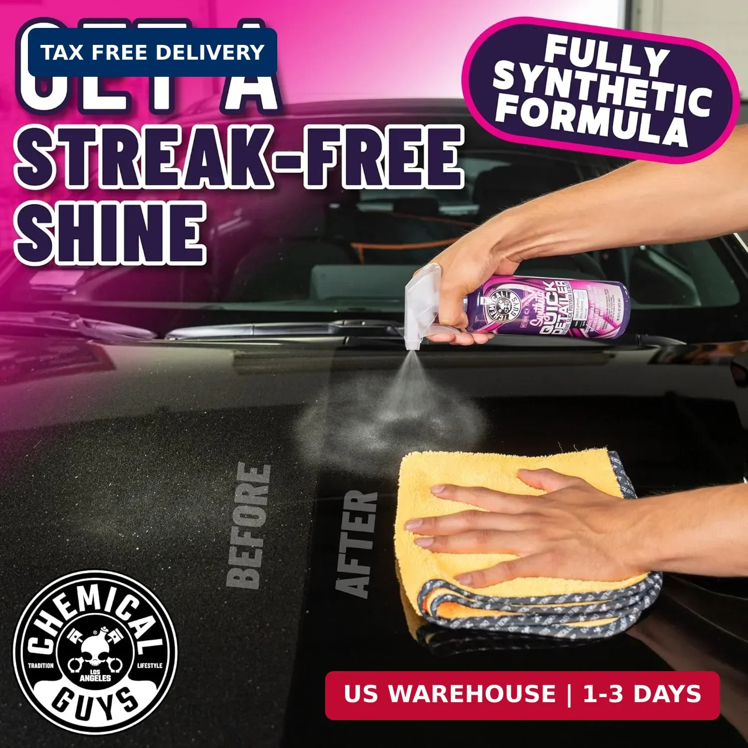 Chemical Guys Synthetic Quick Detailer – High Gloss Quick Detailer Spray, Safe f