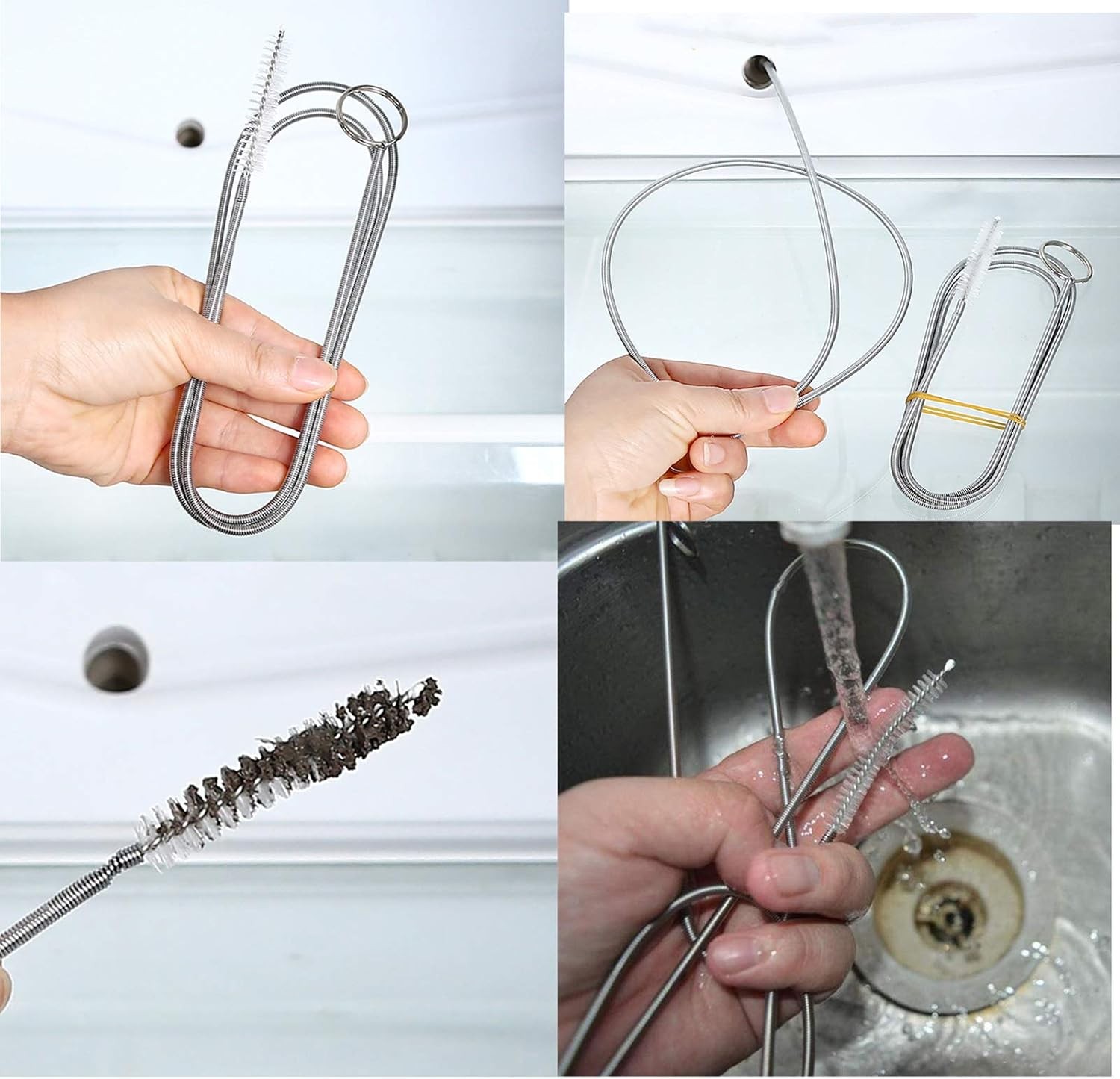 2 Pack 60 Inch Long Flexible Tube Cleaning Brush, Stainless Steel and Nylon