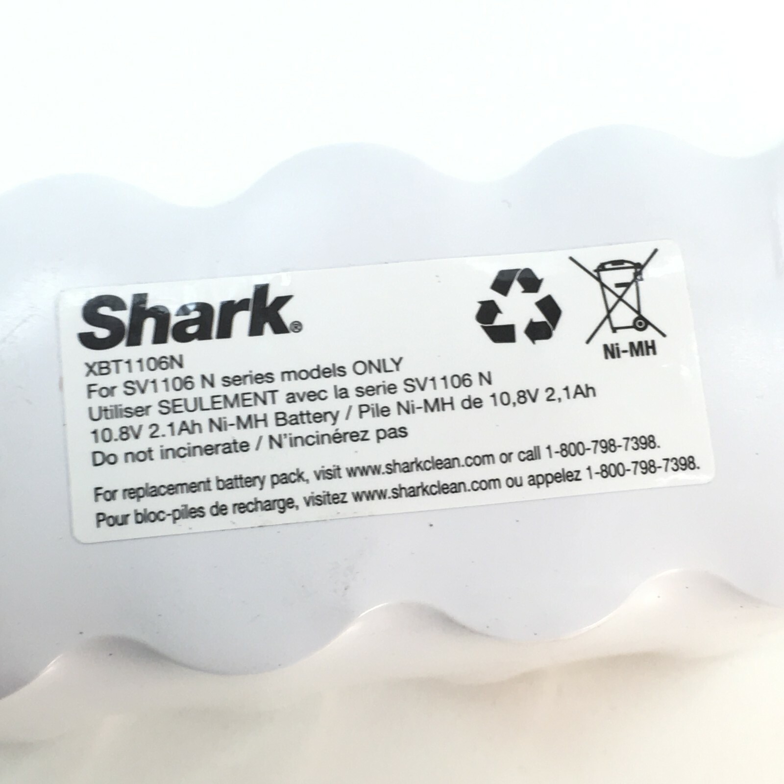 Genuine Shark SV1110 SV1106N RECHARGEABLE BATTERY Ni-MH 10.8V 2.1Ah OEM XBT1106N