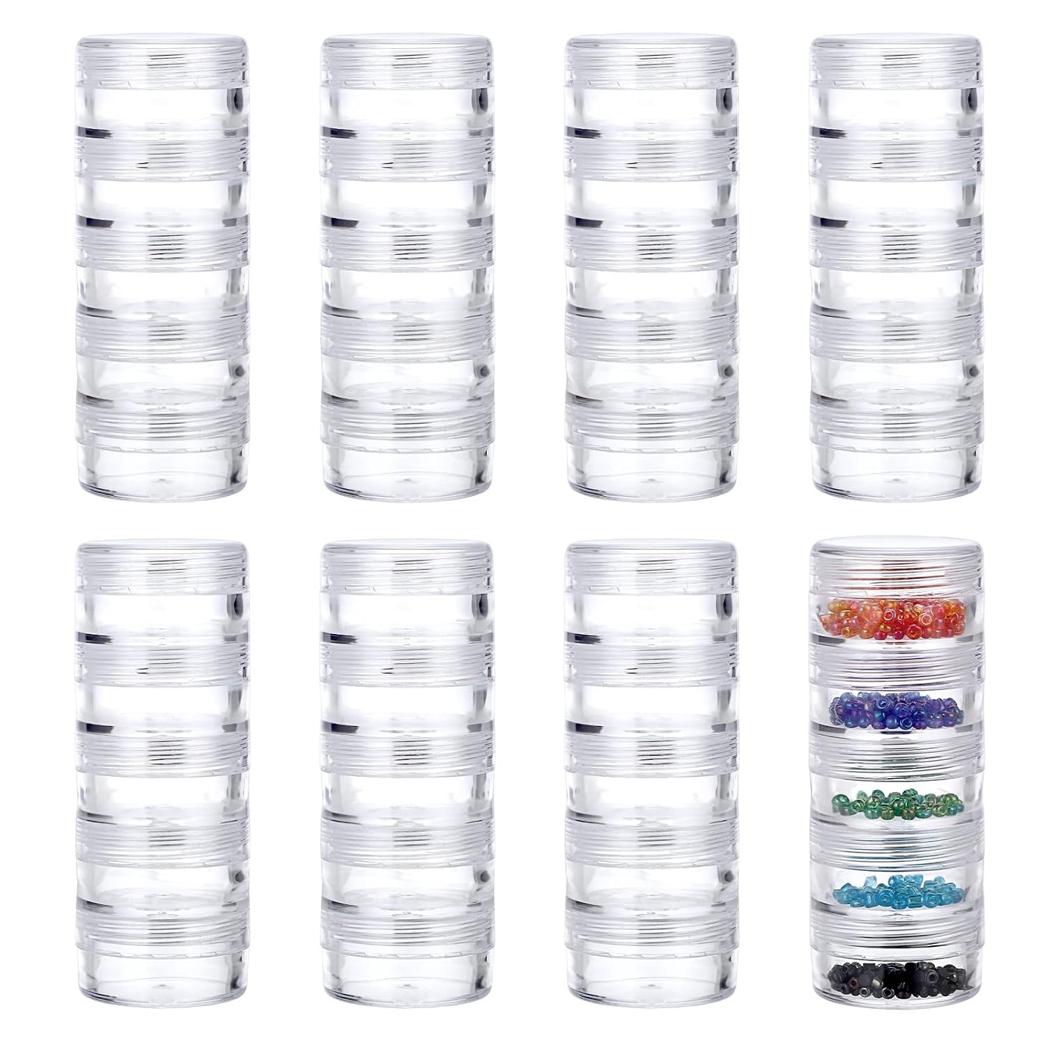 Layer Clear Plastic Round Storage Jars 5 Layer Piece Set Jewelry Storage