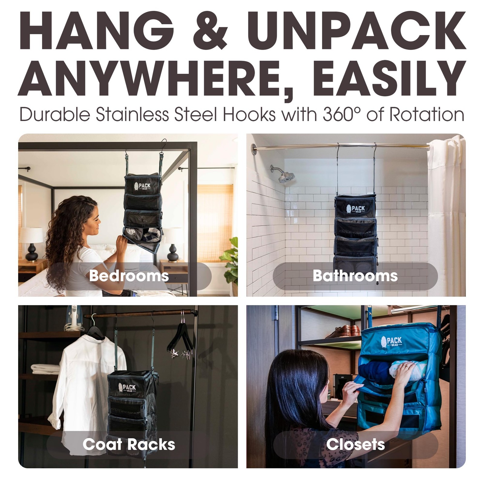 Hanging Luggage Organizer 9.75″ X 7.75″ X 19″ – Mesh Windows for Easy Packing
