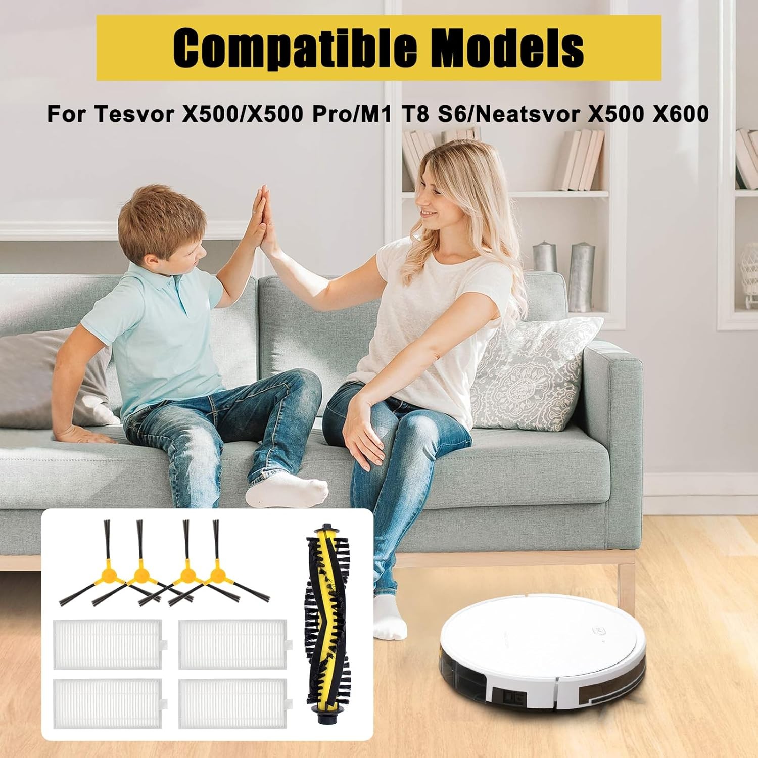 Replacement Parts For Tesvor X500 X500 Pro M1 Vacuum Cleaner include 4 Side