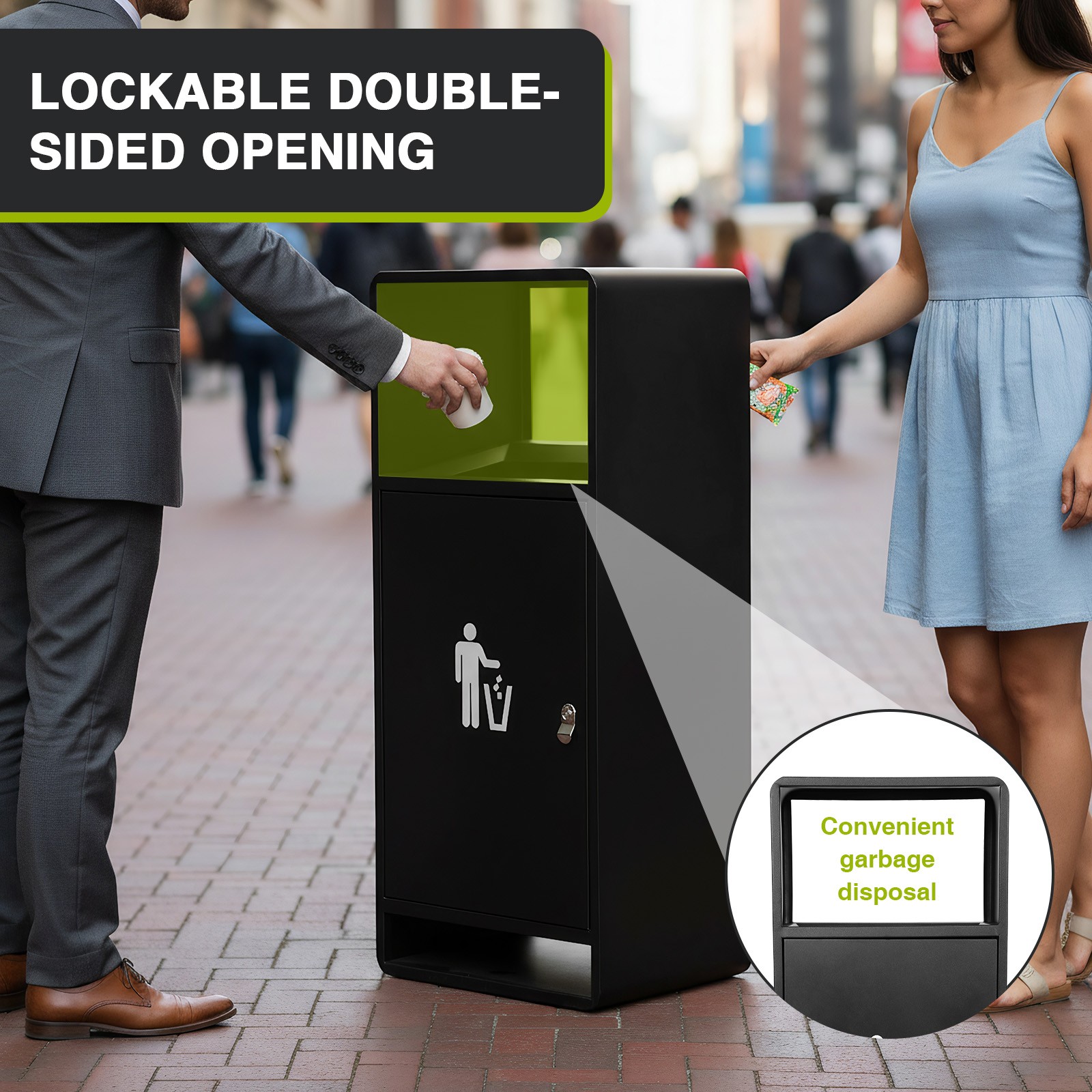 Commercial Waste Bin Trash Receptacle Large Capacity Modern Look for Park Garden
