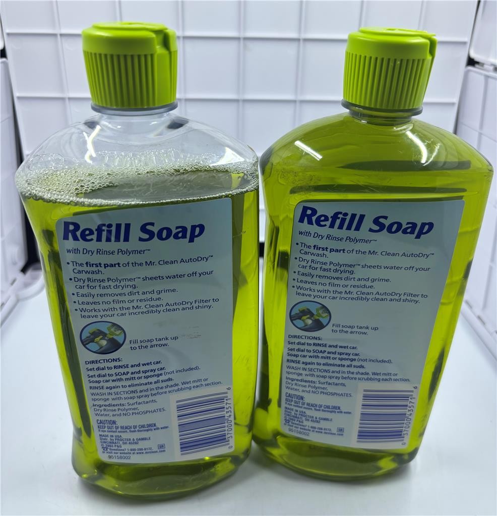Mr Clean Auto Dry carwash refill soap concentrated 2 bottles 20 oz read