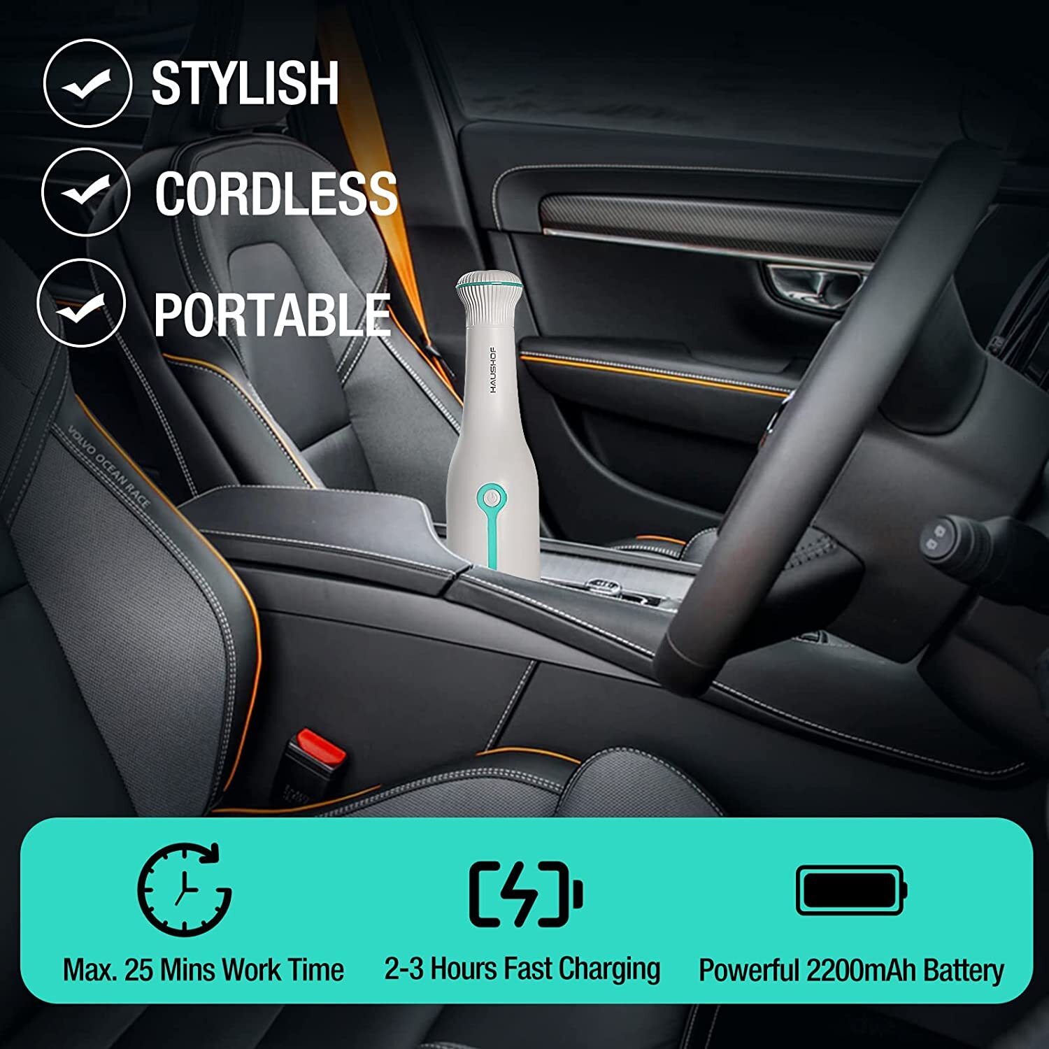 HAUSHOF Handheld Vacuum Cordless Mini Car Vacuum Cleaner 8000PA/12000PA 2 Modes