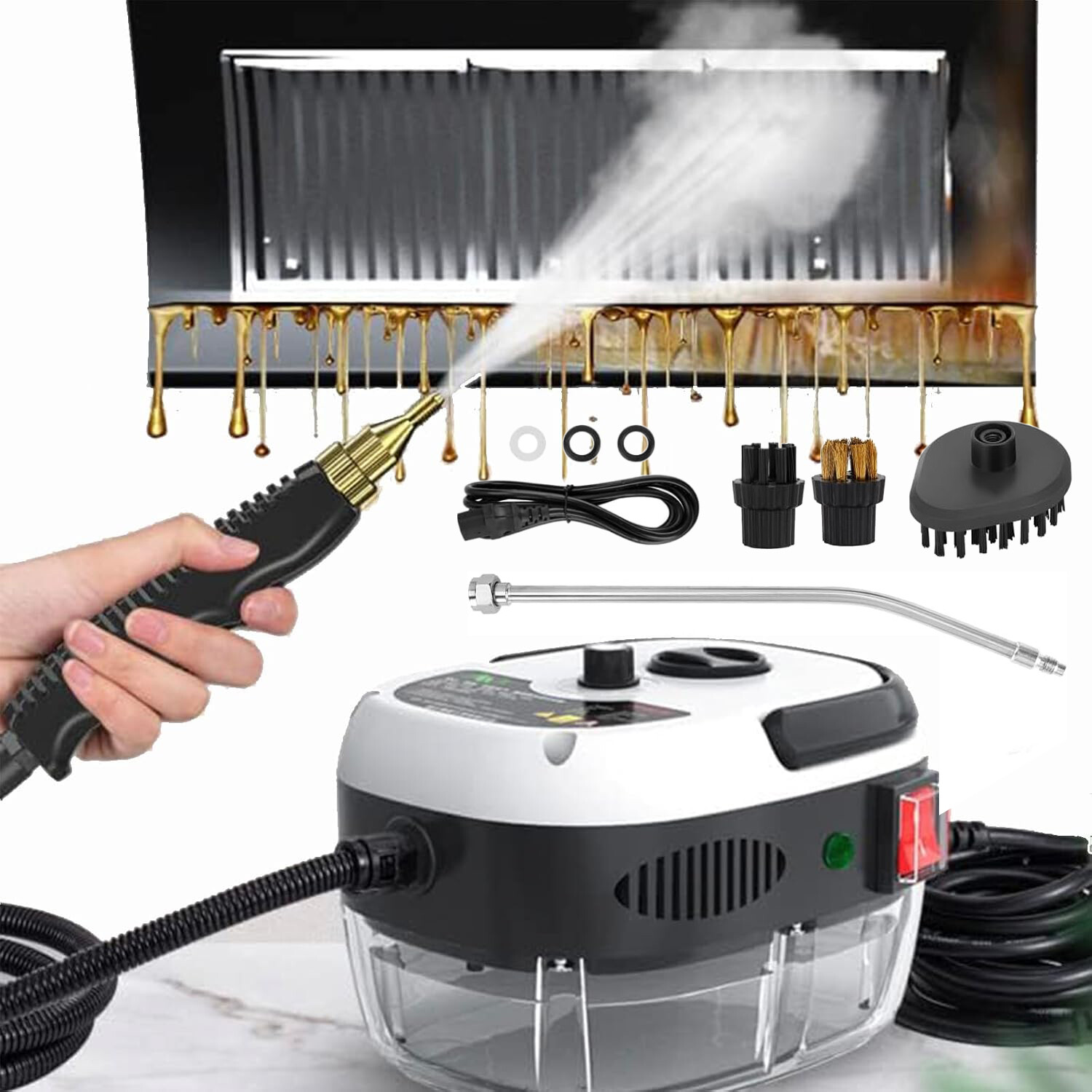 Handheld Pressurized Steam Cleaner,2500W Handheld High Temp Portable Cleaning Ma