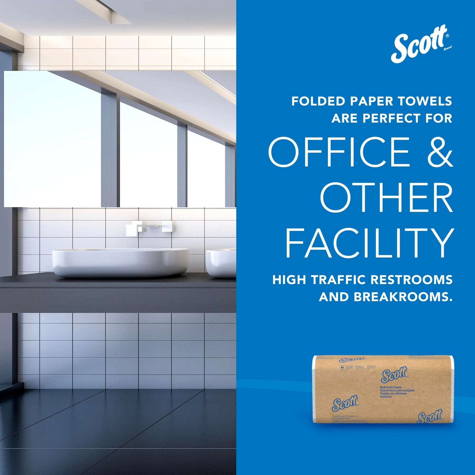 Scott Professional Universal Multifold Paper Towels White 9.2″ x 9.4″ PACK OF 48