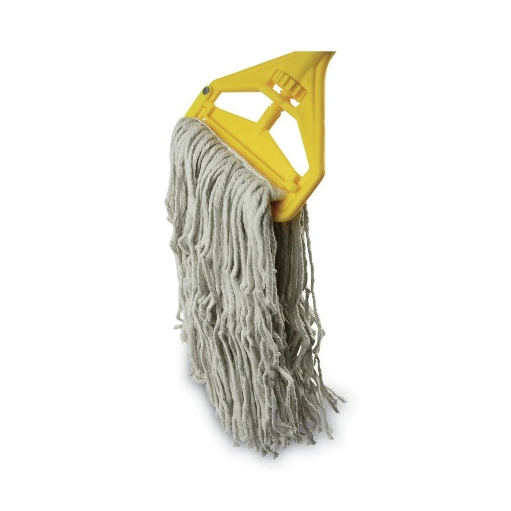 60 inch Quick Change Side-Latch Plastic Mop Head with Aluminum Handle Yellow