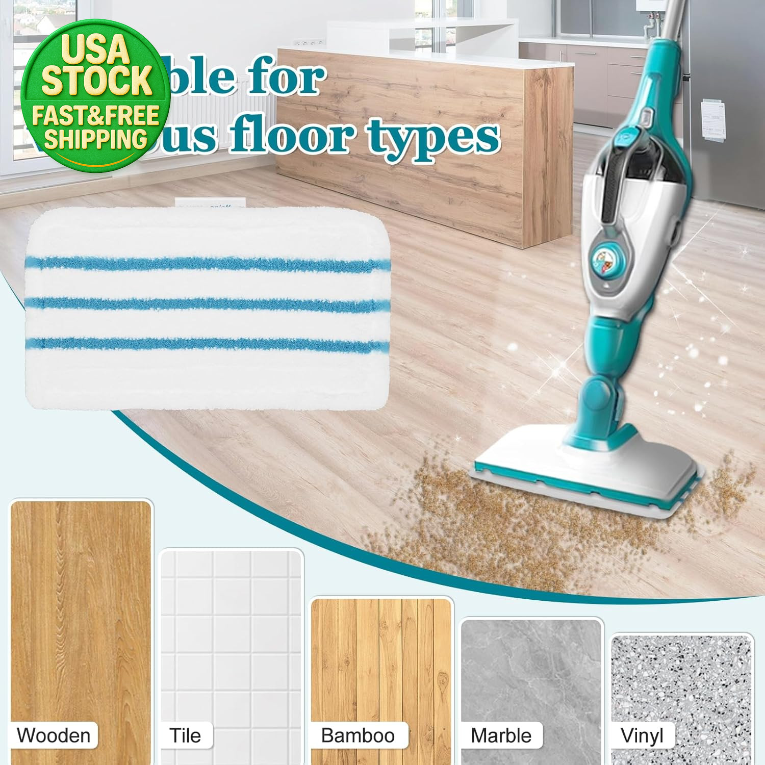 4 Pack Microfiber Steam Mop Pads for Black and Decker SM1600 SM1610 SM1620