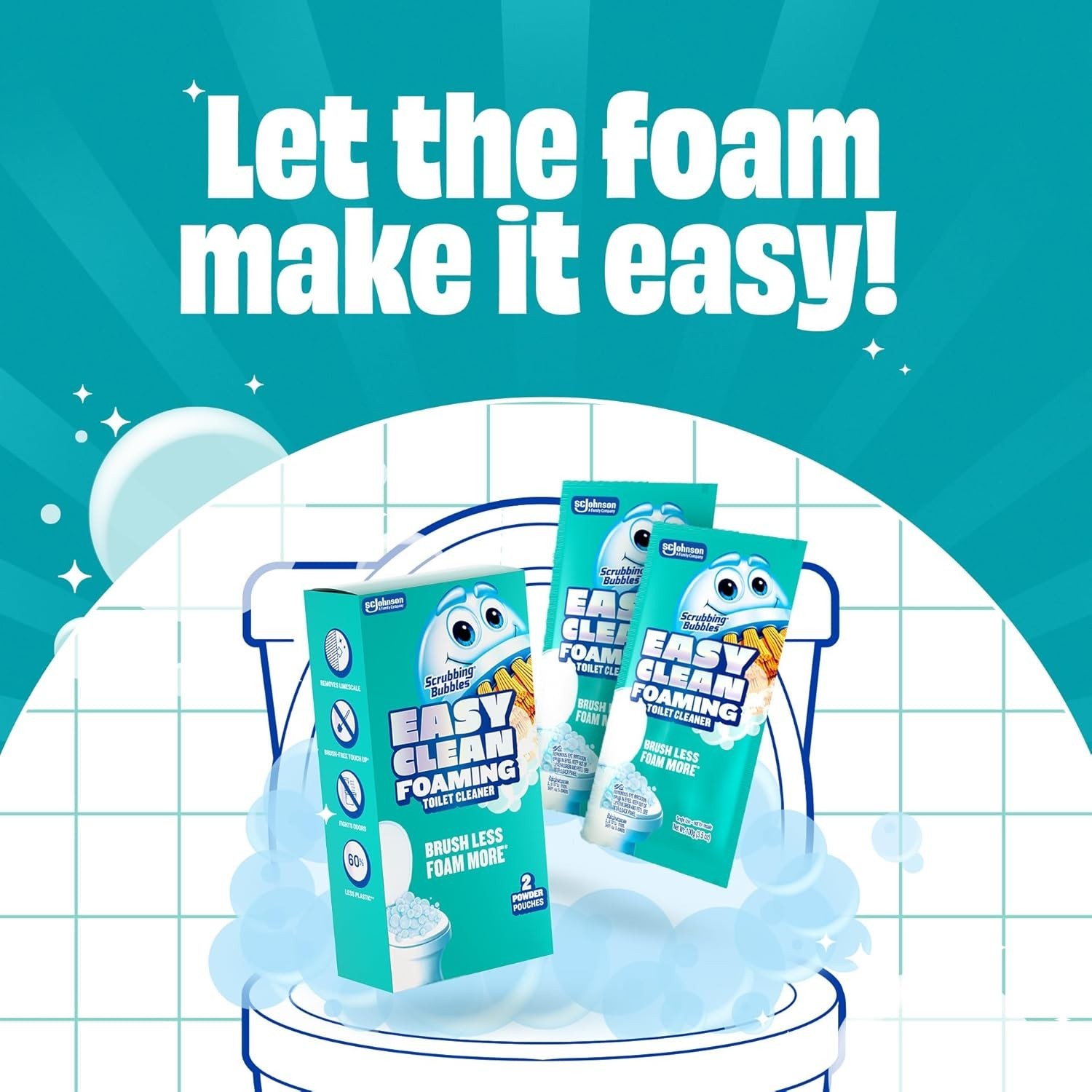 Scrubbing Bubbles Easy Clean Foaming Toilet Bowl Cleaner, Easy Drop In Powder Po