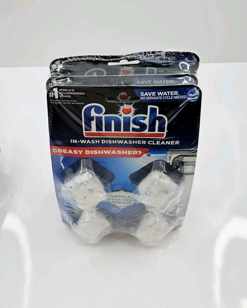 Finish In-Wash Dishwasher Cleaner Tabs, Cleans Hidden Grease, 3 Packs, 12 TOTAL