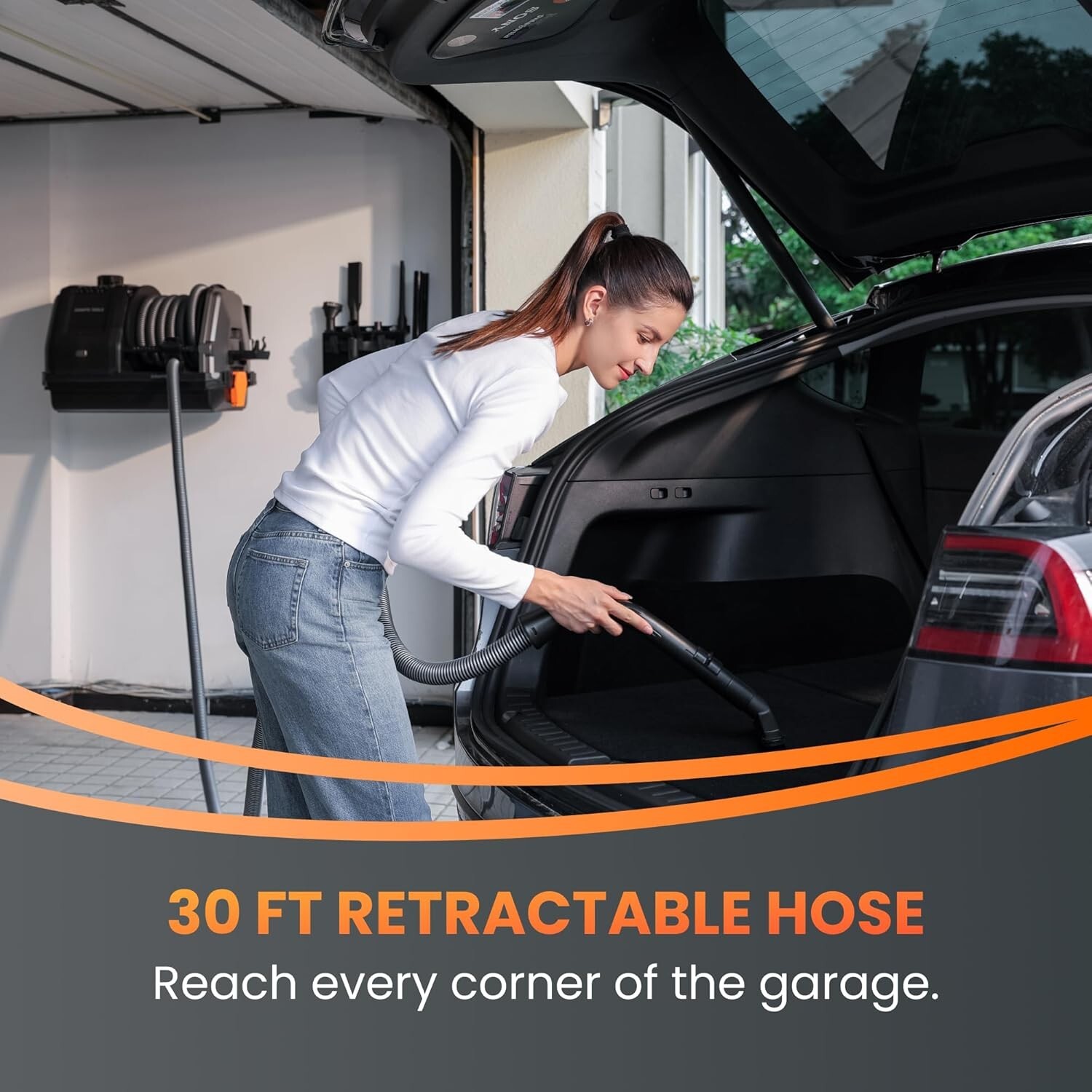 Giraffe Tools Wet Dry Vacuum Cleaner with 30FT Retractable Hose Wall-mounted USA
