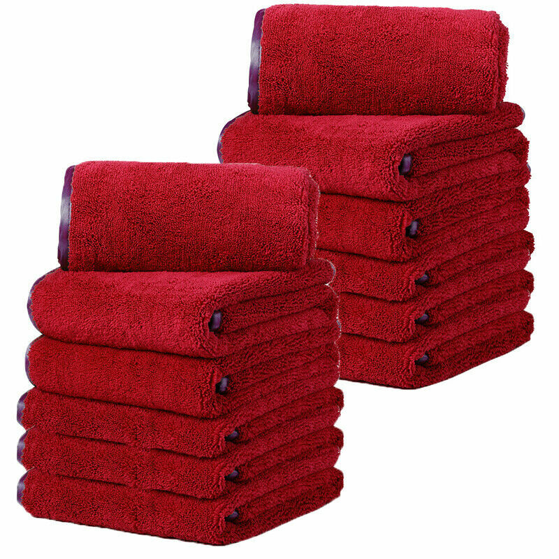 12 Pcs Microfiber Towel Deluxe Soft Car Wash Drying Cleaning Cloth Large 16″x24″