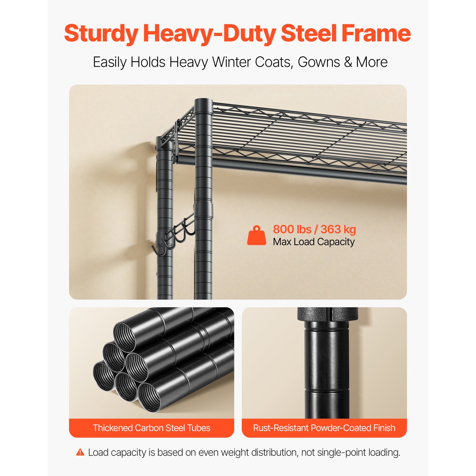Uimoso Freestanding Closet Organizer with Durable Carbon Steel Frame
