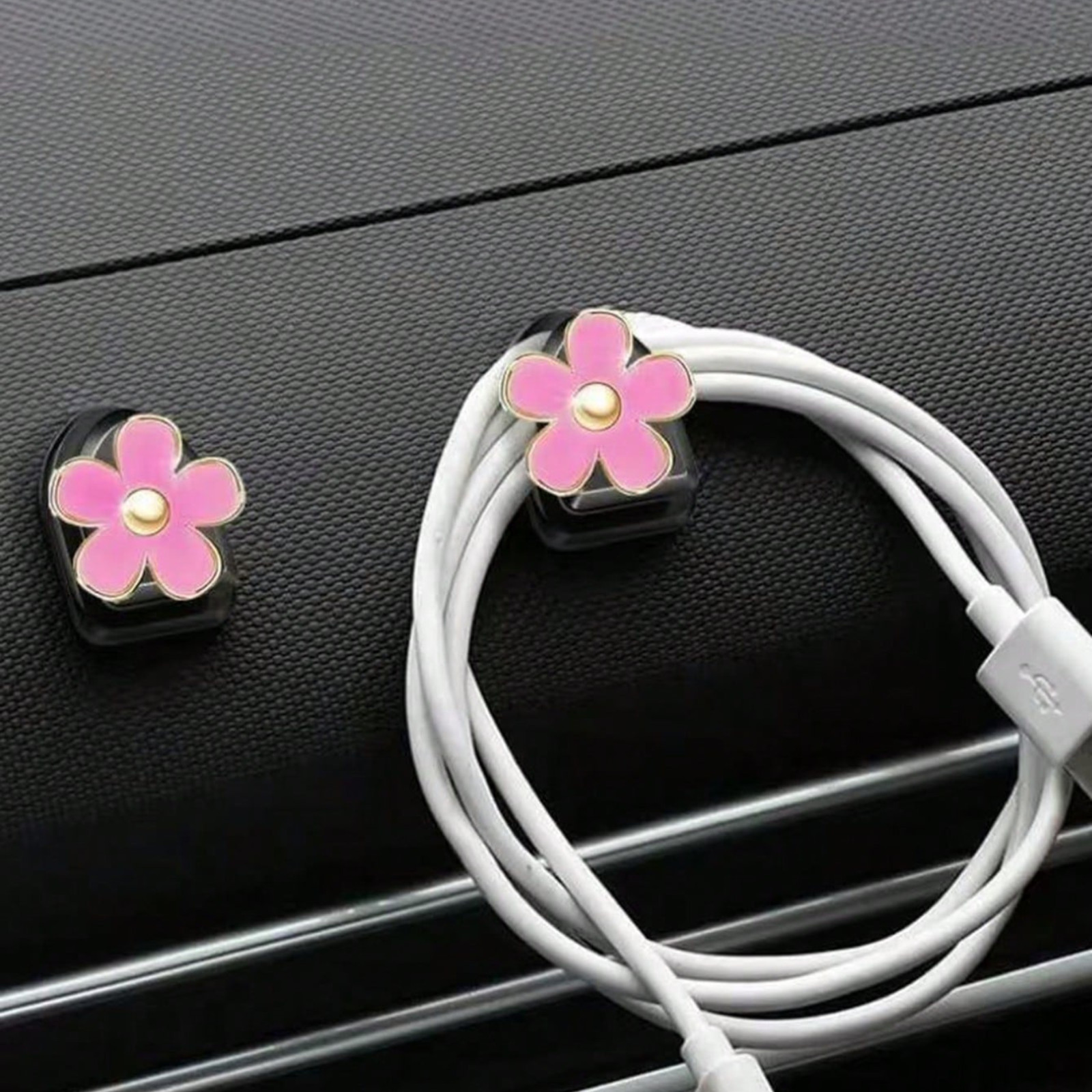 Car Mini Hooks Cute Flower Daisy Adhesive Hanger Interior Auto Accessories 2Pcs