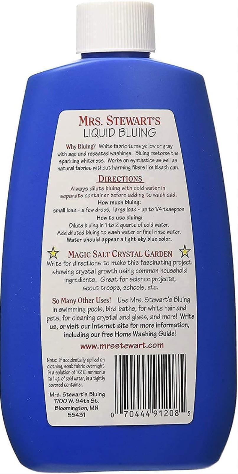Mrs. Stewart’s Concentrated Liquid Bluing, 8 fl oz. *BRAND NEW*