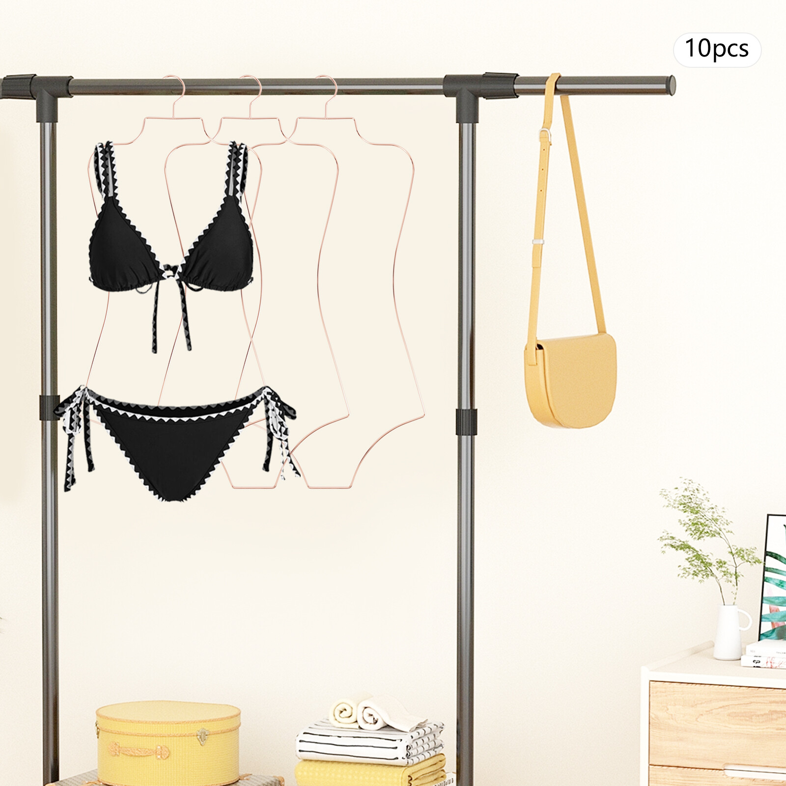 Rose Gold 10-Pack Body Shape Display Hangers for Swimwear and Lingerie