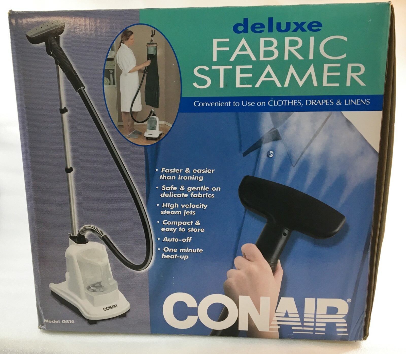 New Conair GS10 Deluxe Fabric Steamer w/Telescopic Pole 1300W Clothes Drapes