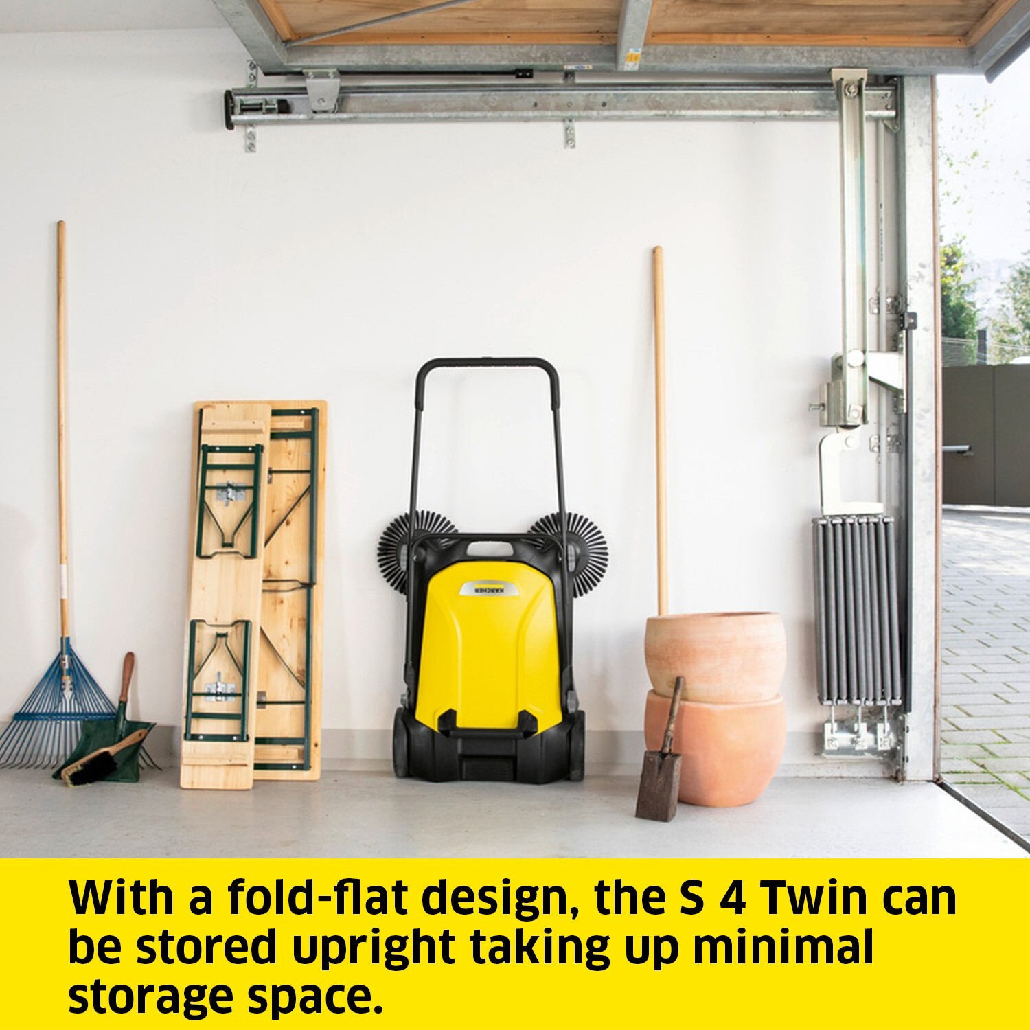 Karcher S4 Twin, Push Sweeper, 5.25 Gal, for Driveway, Sidewalk, Garage – NEW