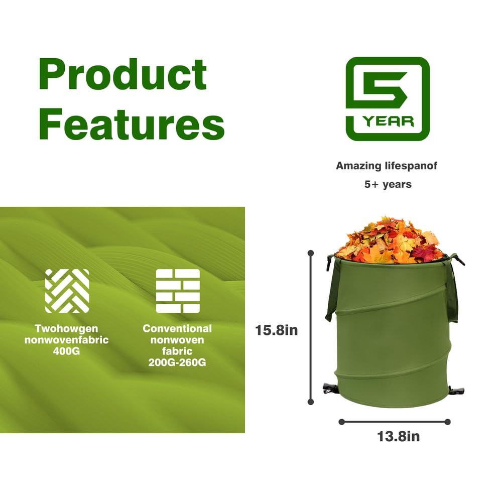 Collapsible Pop up Trash Can, Outdoor Recycling Bin 13.8X15.8 In, 600D Oxford Cl