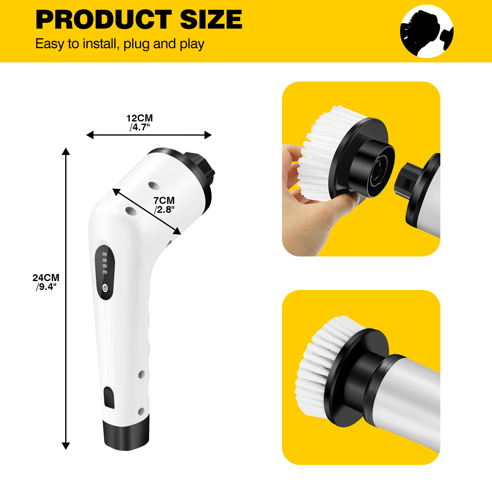 3 in 1 Electric Cleaning Brush Handheld Kitchen Cleaner Cordless Spin Scrubber