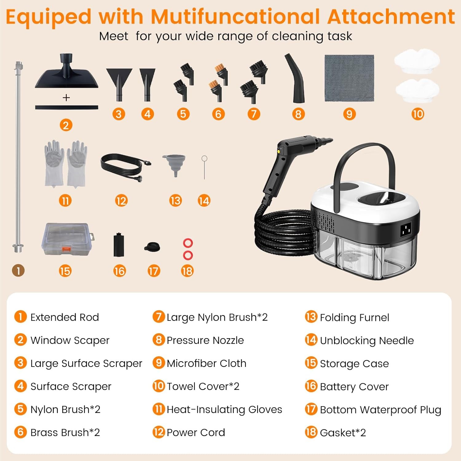 Steam Cleaner with 21-in-1 Powerful, Deep Cleaning for Home High Temperature