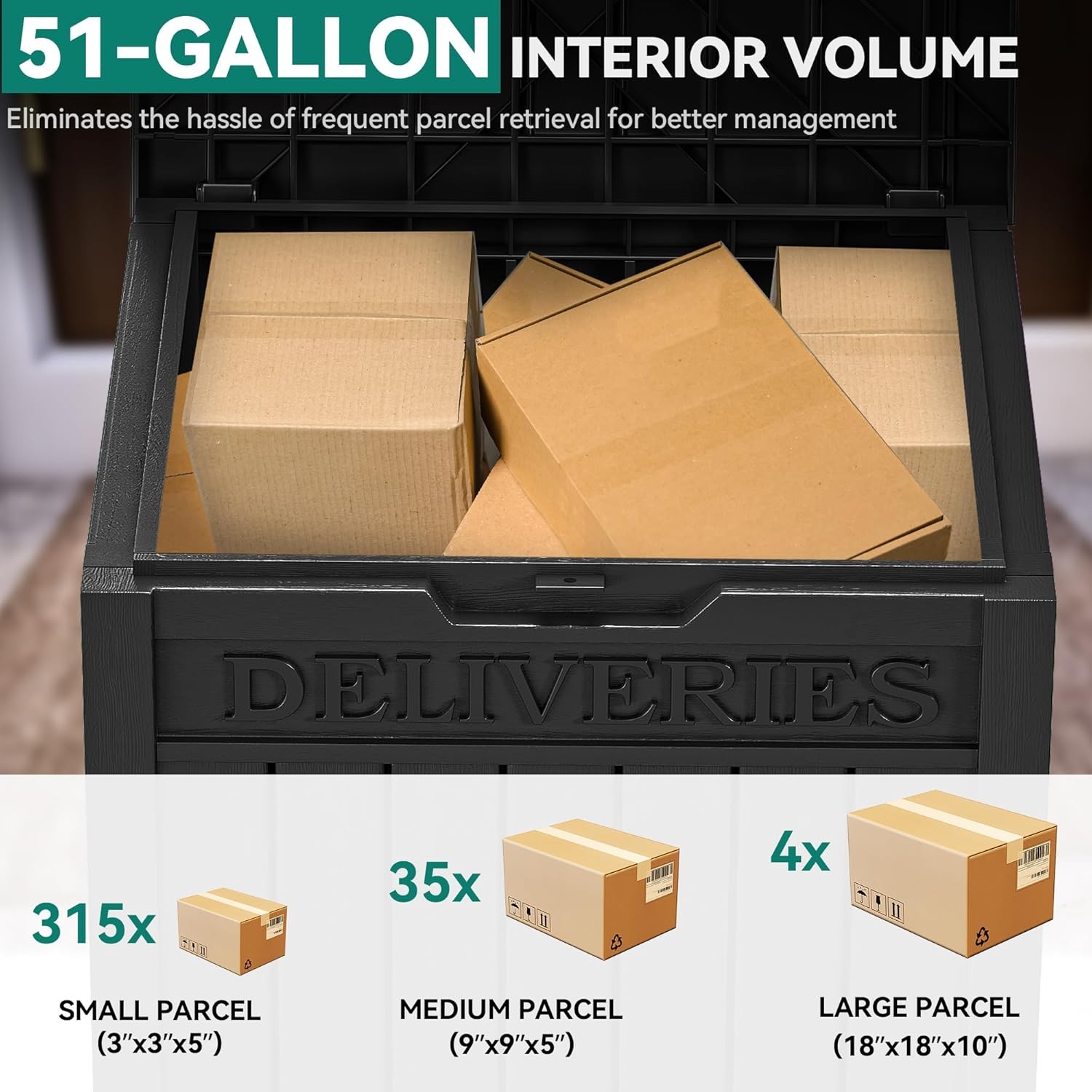 51 Gallon Resin Lockable Secure Large Package Delivery Shipping Box Container