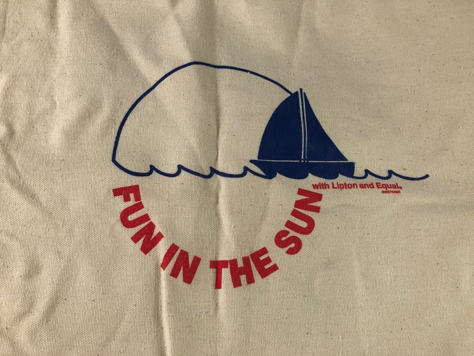 Lipton Tea Canvas Tote Bag Fun In The Sun with Sailboat Shopping / Beach Bag