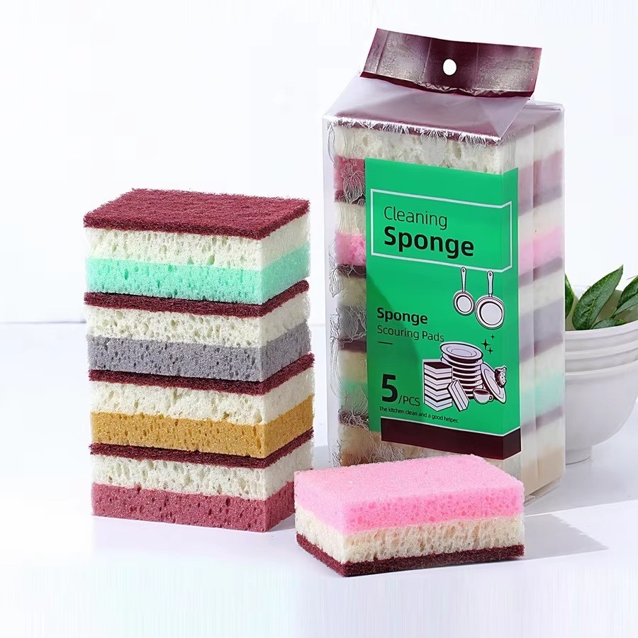 10pcs High Density Sponge Cleaning Cloth: Non-Greasy Dishwashing & Kitchen Tool
