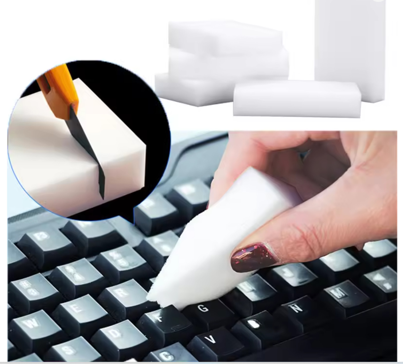 100 PCS Magic Sponge Eraser Bulk Pack 3/4″ Thick Melamine Cleaner