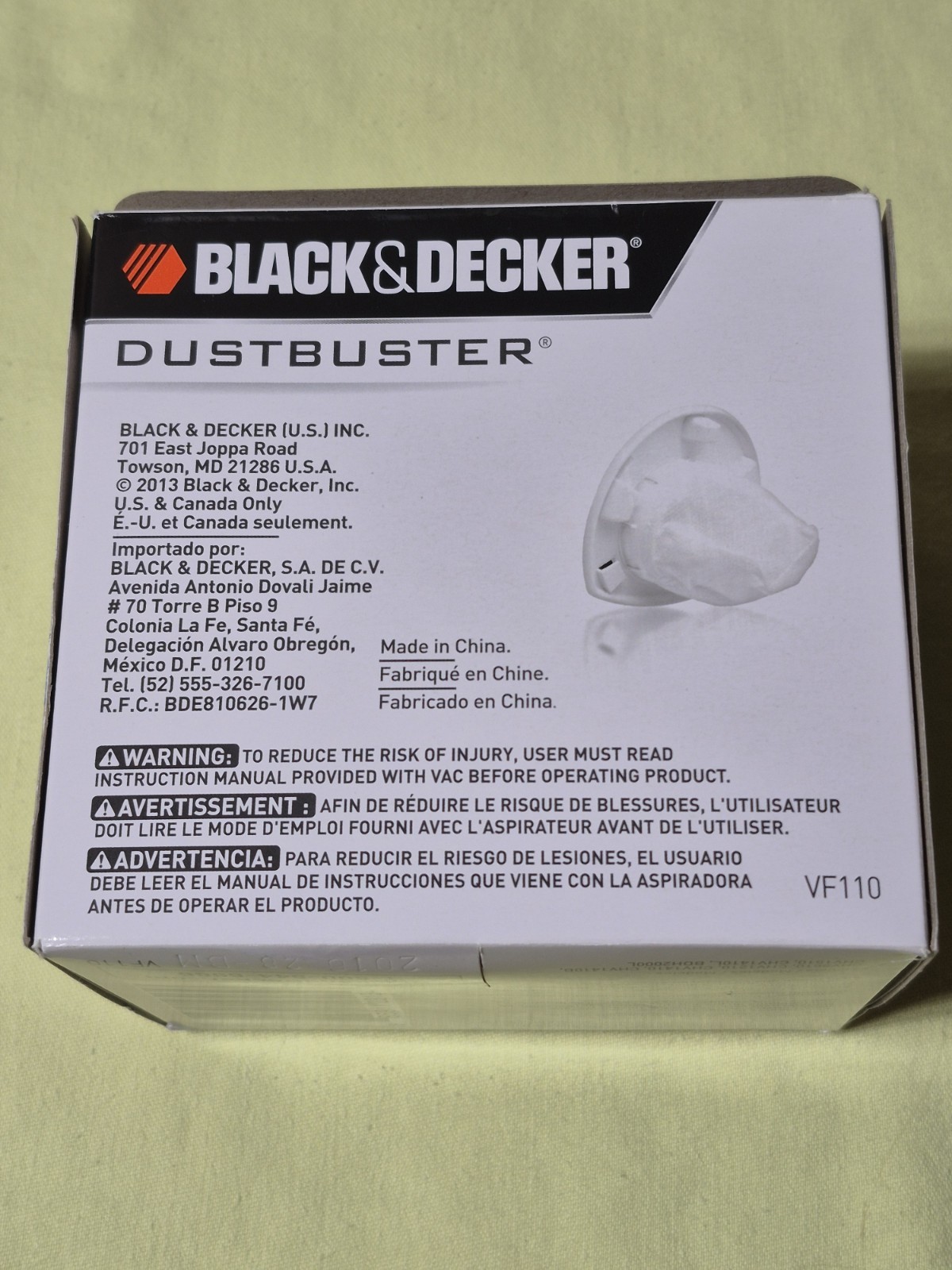 BLACK+DECKER Dustbuster ONE (1) Replacement Filter VF110 New In Box