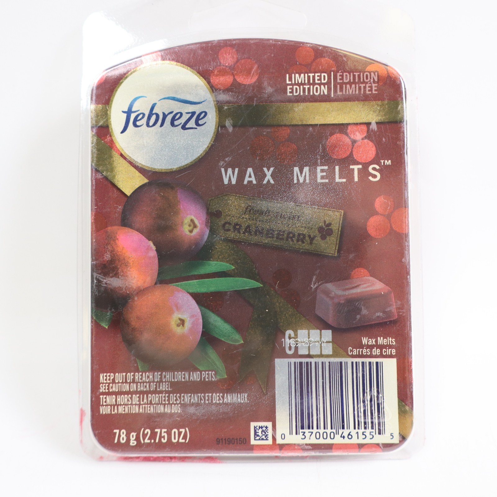 4 PACK Febreze Wax Holiday Melts 6 Each, 2 Pine + 2 Cranberry (24 Melts Total)
