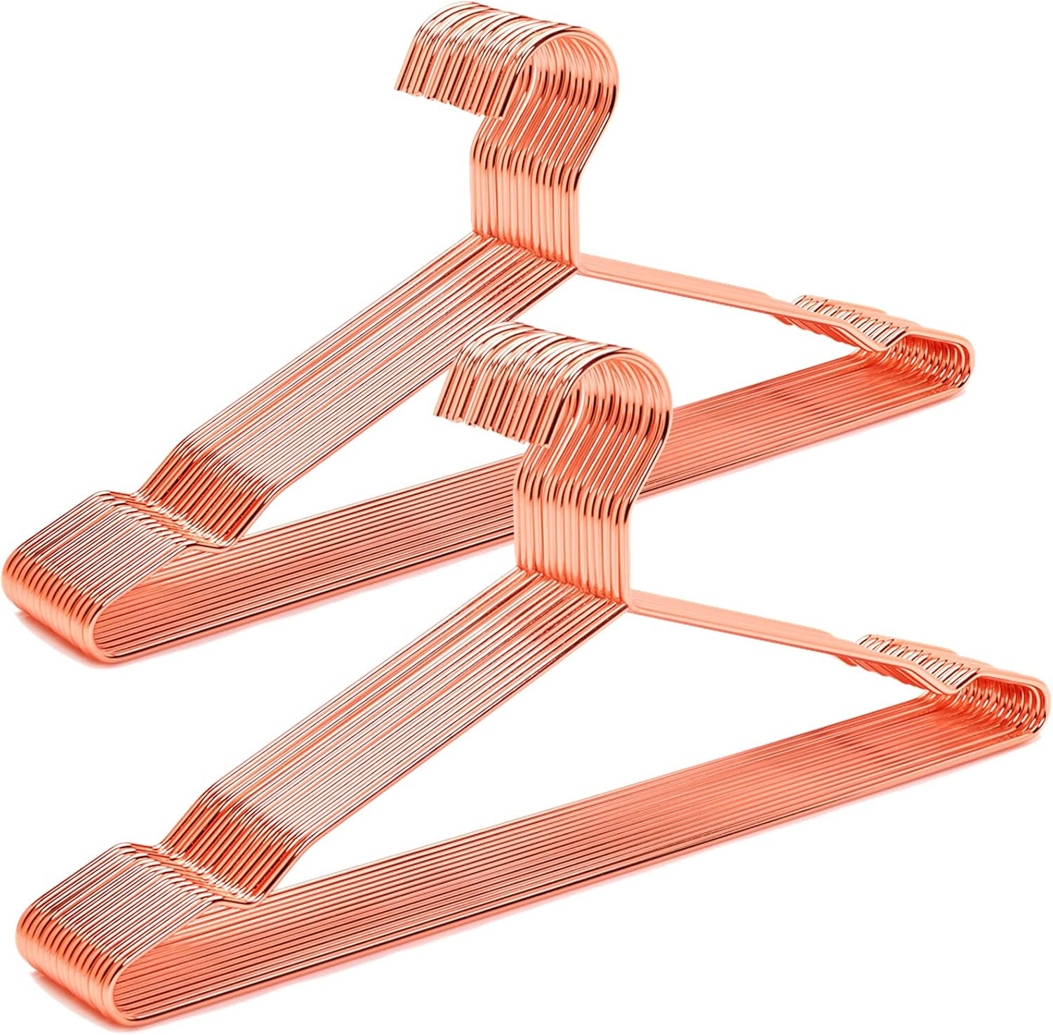 20 Pack 17″ Rose Gold Strong Metal Hanger, Copper Clothes Hangers, Heavy Duty Co