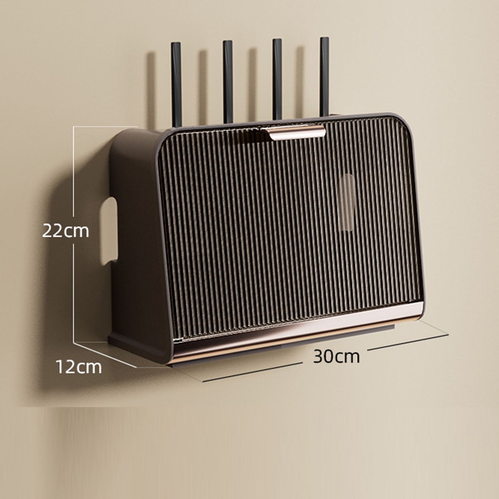 Coffee 30x12x22cm Wall Mounted Router Storage Box For Home Office Decor