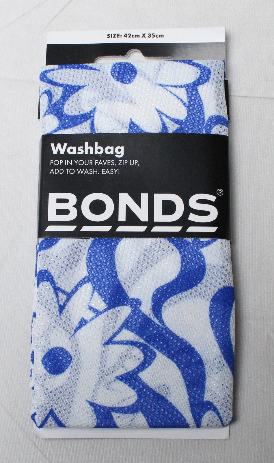 Bonds Unisex Adult’s Mesh Zip Washbag JW7 Blue/White Size 42cmX35cm NWT