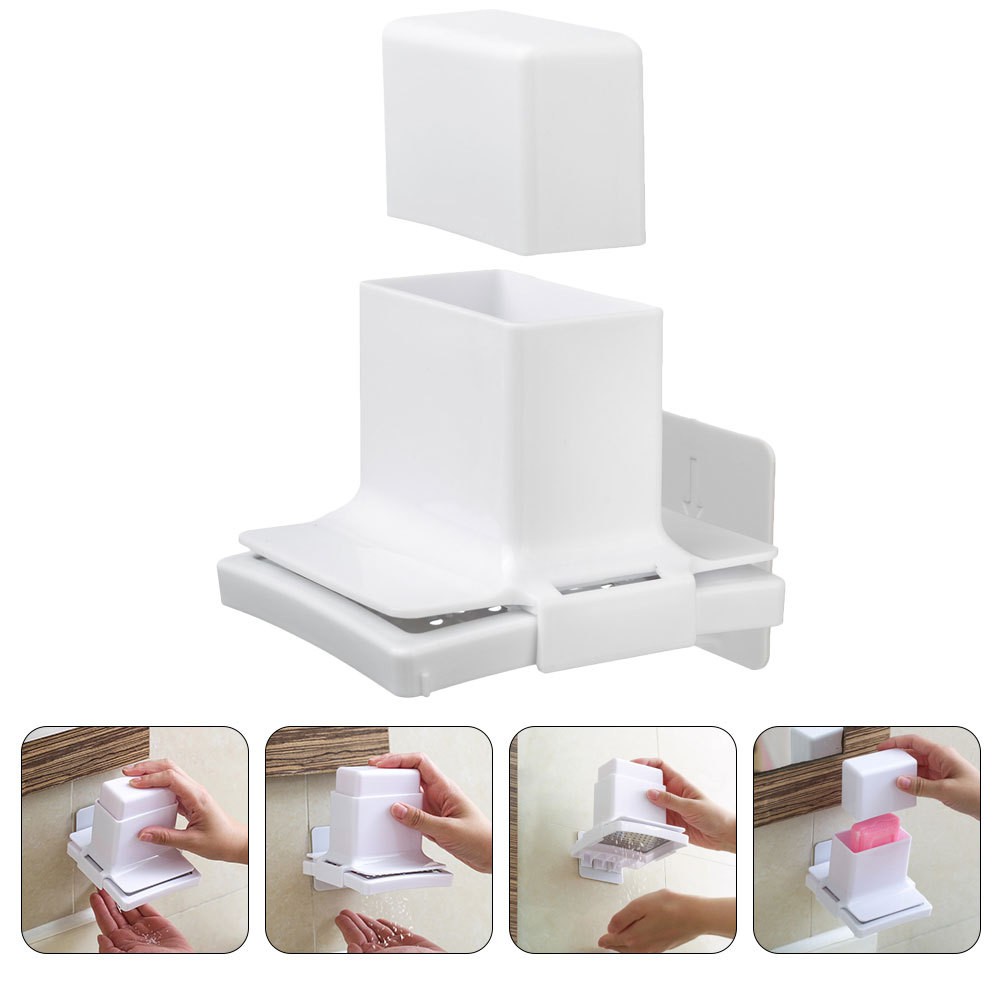 Wall Bathroom Soap Holder Shower Dish Tray for Rack with Grinder Self Draining