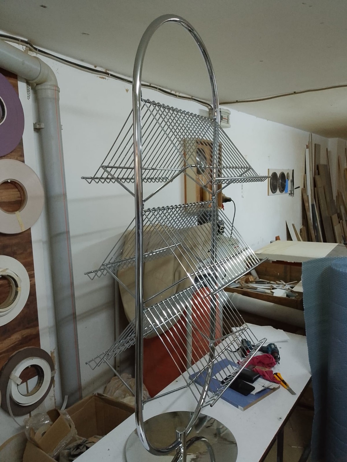 Chrome Magazine Rack Stand | Mid Century Modern Style Metal Rack